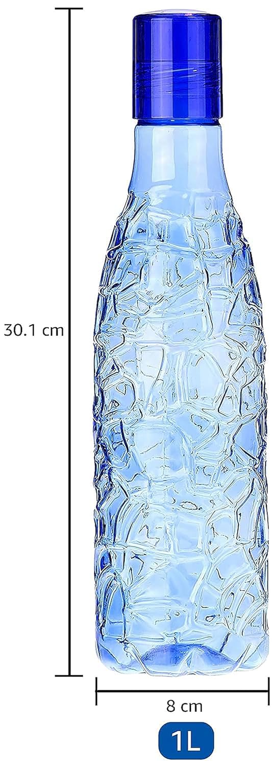 Floraware Food Grade Premium Plastic Fridge Round Water Bottle Drinking Bottle 1000ml Pack of 6 Blue - Image 4