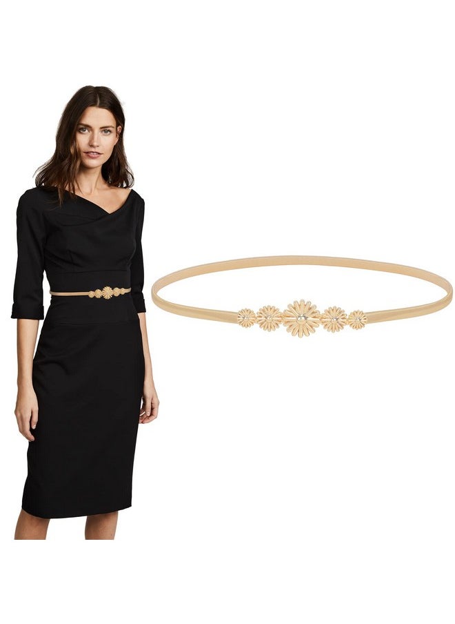 Werforu - Ladies Skinny Metal Elastic Chain Belt Thin Gold Silver Stretch Spring Waist Belt For Dress Fit Waist Size 2428 Inches… - Image 1