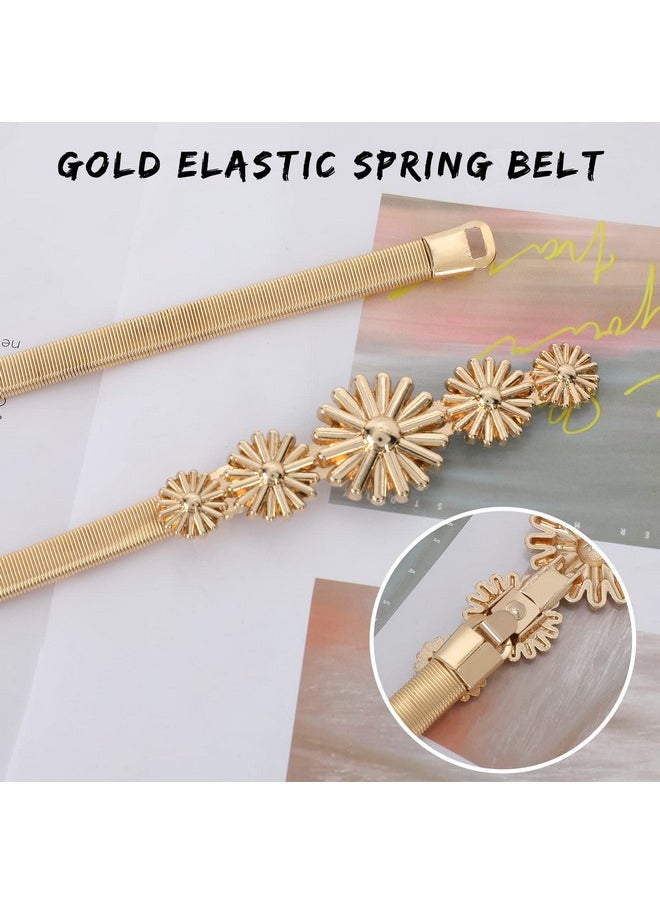 Werforu - Ladies Skinny Metal Elastic Chain Belt Thin Gold Silver Stretch Spring Waist Belt For Dress Fit Waist Size 2428 Inches… - Image 1