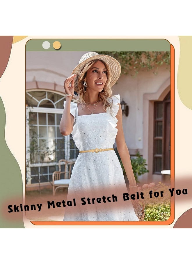 Werforu - Ladies Skinny Metal Elastic Chain Belt Thin Gold Silver Stretch Spring Waist Belt For Dress Fit Waist Size 2428 Inches… - Image 1
