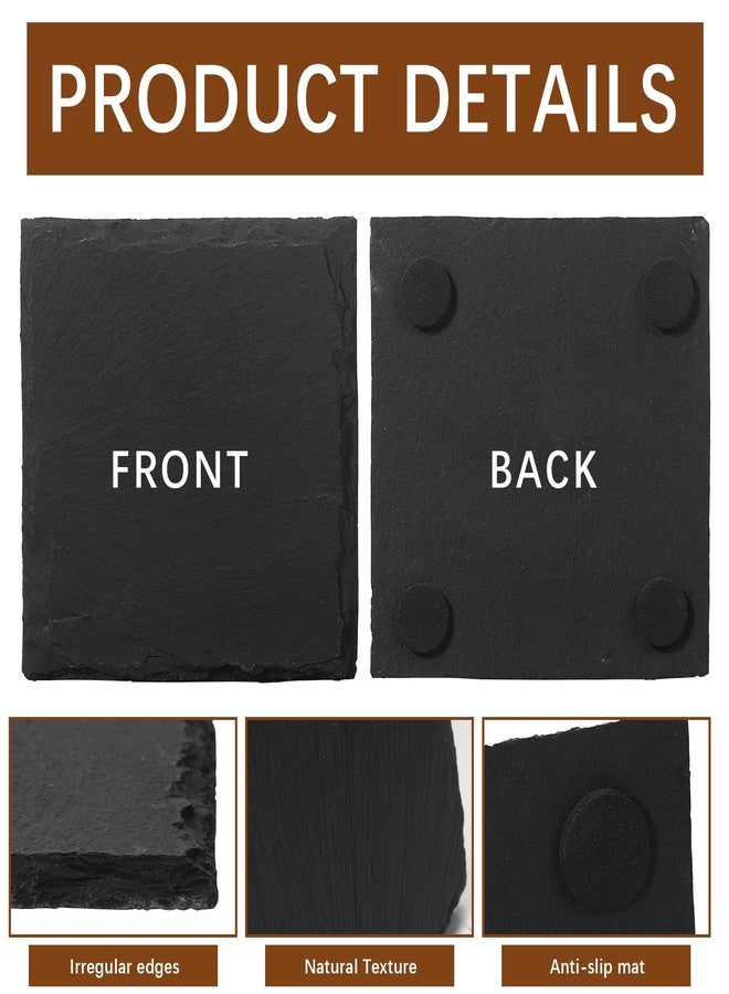 DASSNANE 24 PCS Slate Coasters Black Square 4 Inch Bulk Rock Coasters, Blank Laser Engraving, Scratch Resistant Bottom, Home Office Kitchen Gift Wedding Bar Party - Image 3