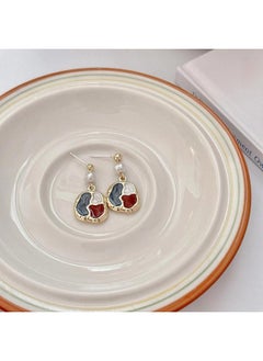 نيبمينينت Irregular Color-matching Earrings Retro High-grade 925 Oil Painting French Temperament Pearl Without Ear Holes 