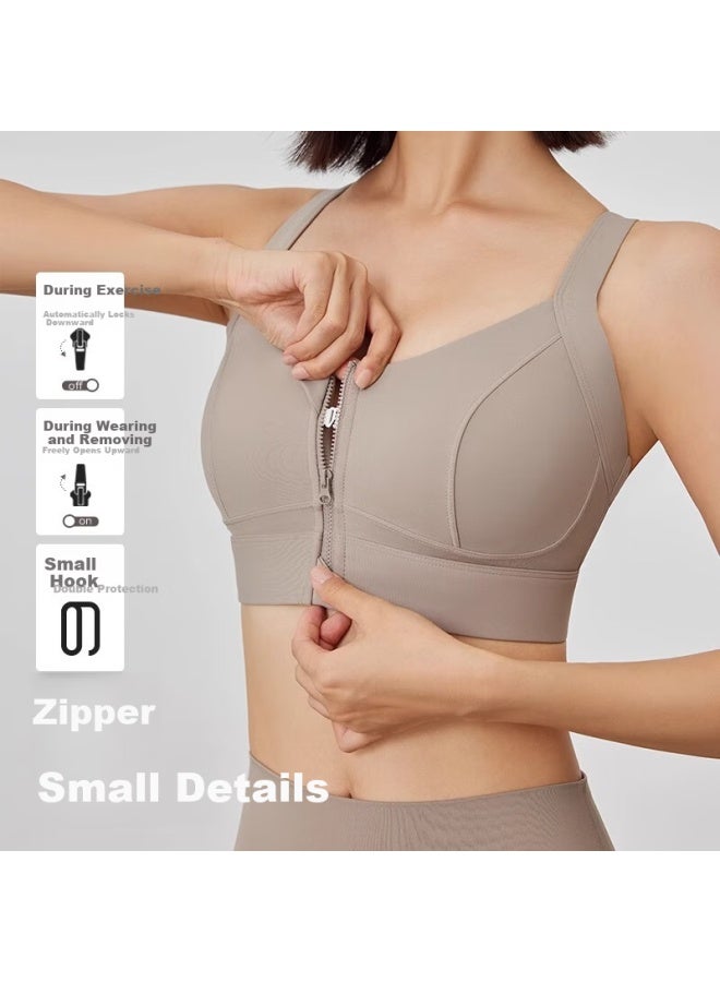 Never Me Women's Sports Bra Yoga Vest Front Zipper High-impact Fitness Training Shockproof Running Anti-sagging Bra - Image 1
