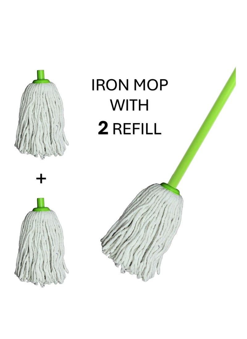 Clean and Care Cleaning Set Broom Wiper Cotton Mop with Iron Stick and Two Refill Set for Kitchen Home Bathroom tools Assorted Color - pzsku/Z944A75483E04C4ACC144Z/45/_/1718002545/8814fa5d-acef-4308-8e79-4ba4fd5d007f