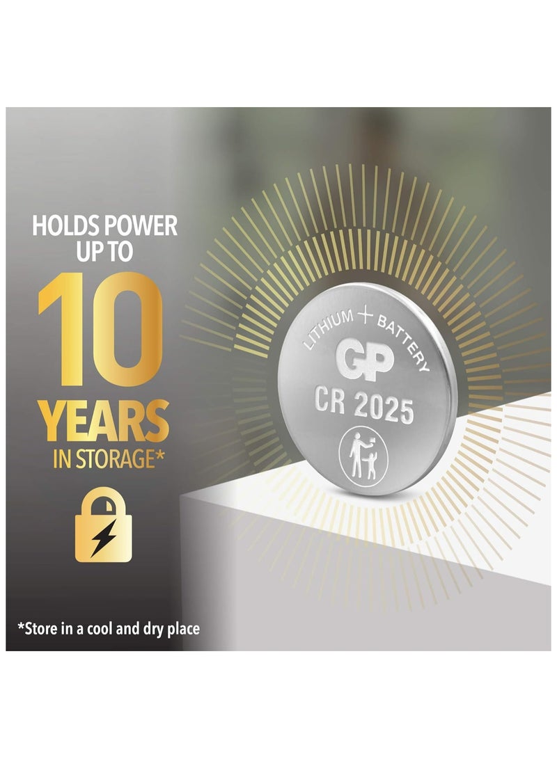 GP Batteries GP Lithium Button CR2025 Batteries 5-Pack â€“ High-Performance, Long-Lasting Power for Watches, Calculators, Key Fobs, and Remotes, DL2025 Equivalent, Reliable and Durable  - Image 2