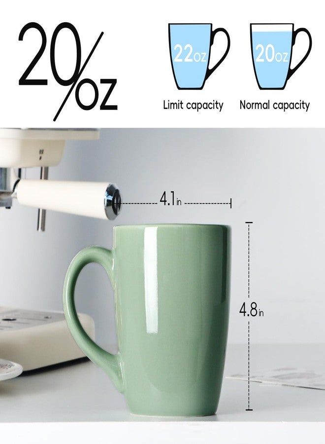 Smilatte 20 OZ Large Coffee Mug, Nice Ceramic Boss Tea Cup with Big Handle for Dad Men Women, Unique Style For Any Kitchen, Pure Green - Image 2