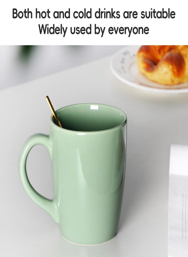 Smilatte 20 OZ Large Coffee Mug, Nice Ceramic Boss Tea Cup with Big Handle for Dad Men Women, Unique Style For Any Kitchen, Pure Green - Image 3