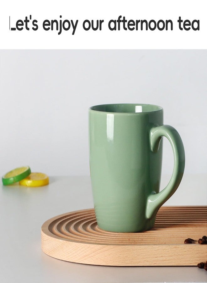 Smilatte 20 OZ Large Coffee Mug, Nice Ceramic Boss Tea Cup with Big Handle for Dad Men Women, Unique Style For Any Kitchen, Pure Green - Image 4