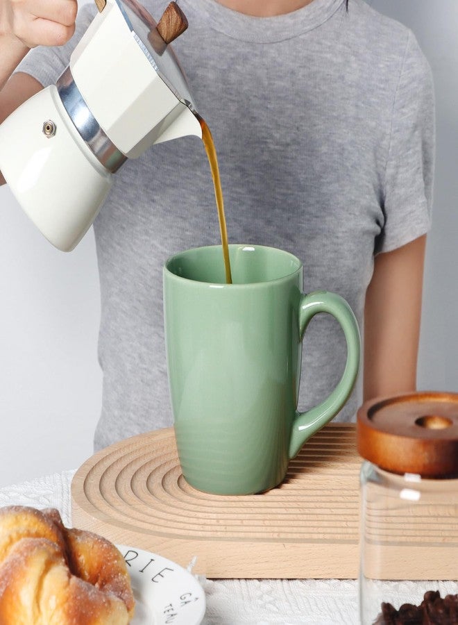 Smilatte 20 OZ Large Coffee Mug, Nice Ceramic Boss Tea Cup with Big Handle for Dad Men Women, Unique Style For Any Kitchen, Pure Green - Image 5
