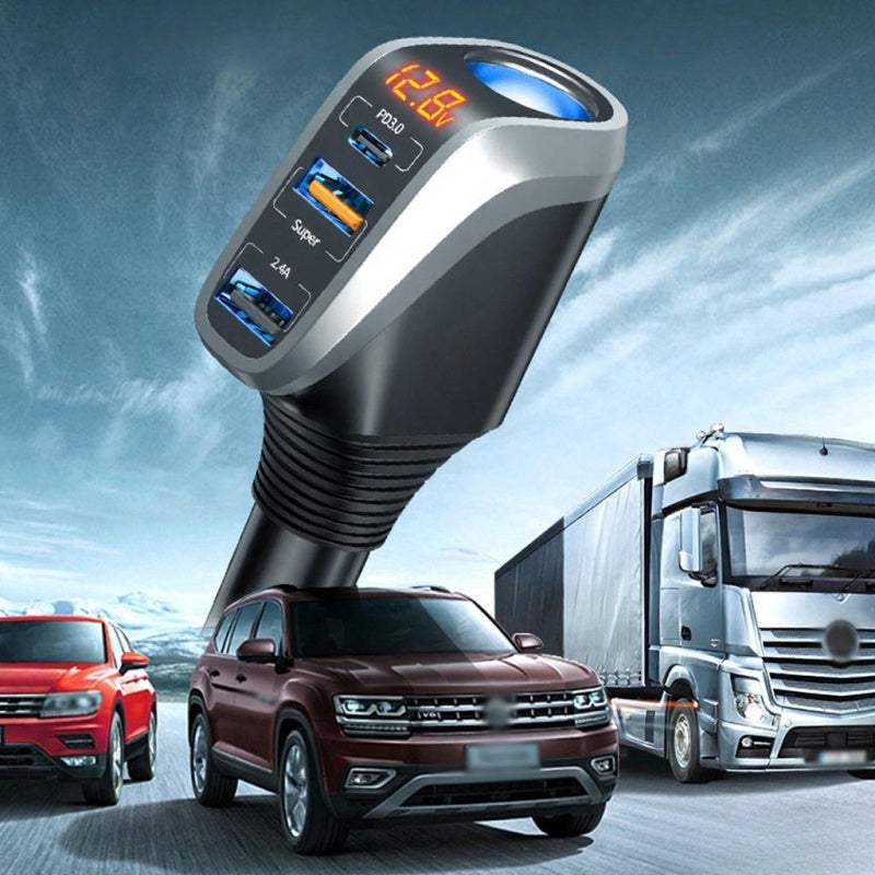 OZIO Car Charge Adapter Multifunctional Quick Charge Device with Voltage Display for 12-24V Car Truck SUV RV - Image 4