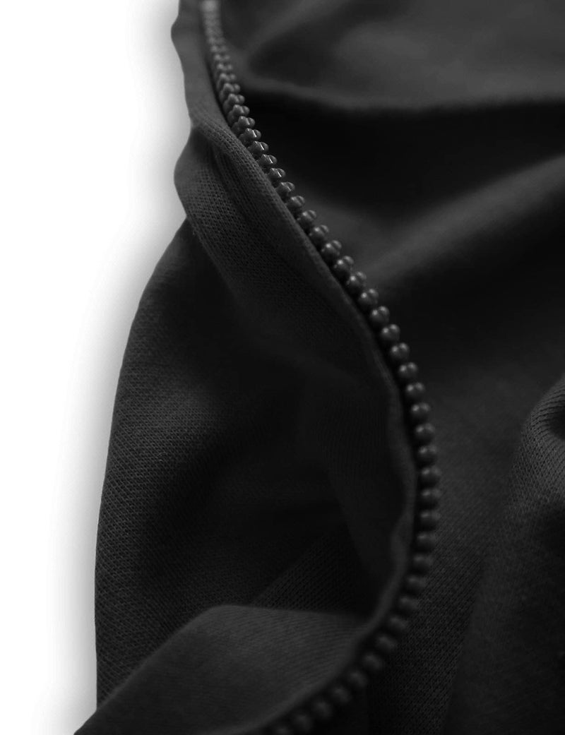 Ohoo Men's Zip Up Hoodie Lightweight Slim Fit Sweatshirt Full Zip Hooded Jacket Concealed Zipper / DCF136-BLACK-M - Image 5