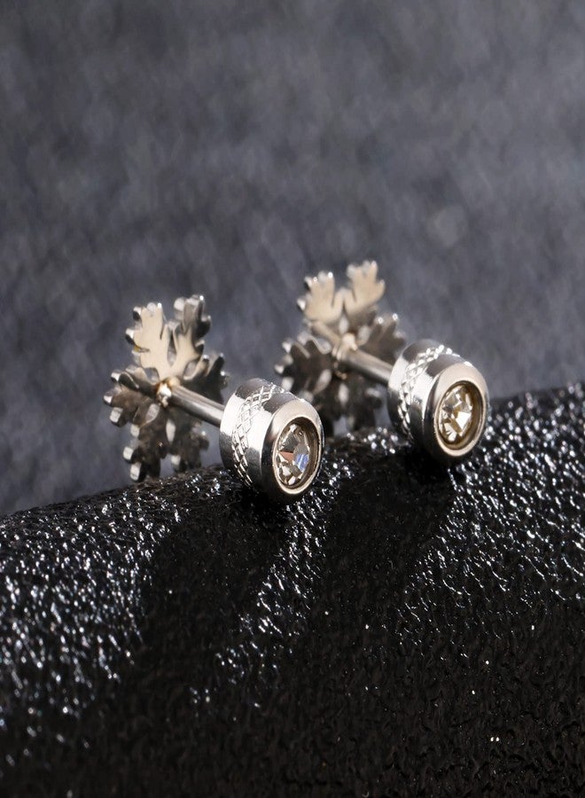 Hopply Winter Snowflake Christmas Earrings Stud for Women's, Titanium Screw Back Stud Earrings Jewellery Gifts, Stainless Steel, No Gemstone - Image 4