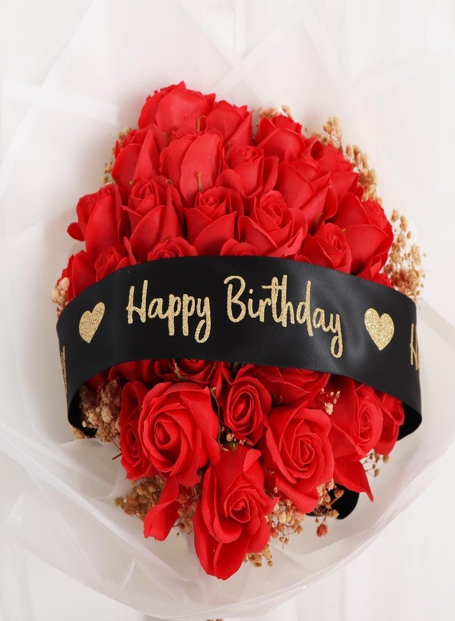 TONIFUL Glitter Black Happy Birthday Satin Ribbon 2 Inch x 10 Yards Wide Printed Shiny Ribbon for Gift Wrapping,Flower Bouquet Decoration,Crafts,Banner Making and Party Supply - Image 5