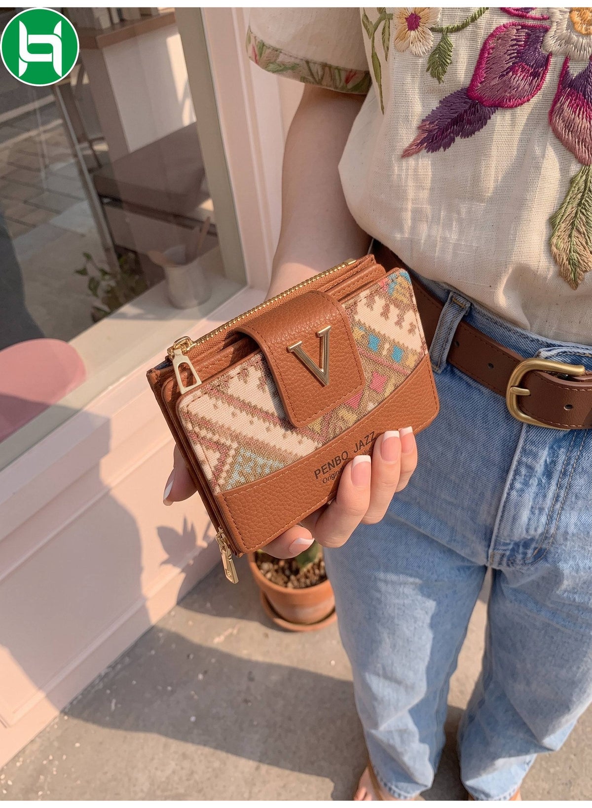 Generic Aztec Print Flap Cardholder Wallet for Women - 6 Card Slots ...