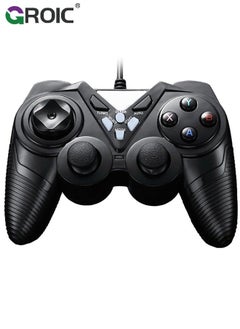 Black USB Game Handle,Wired Controller Joystick Gamepad, Support Vibration, with Turbo & AUTO Function Keys, Ergonomically Designed