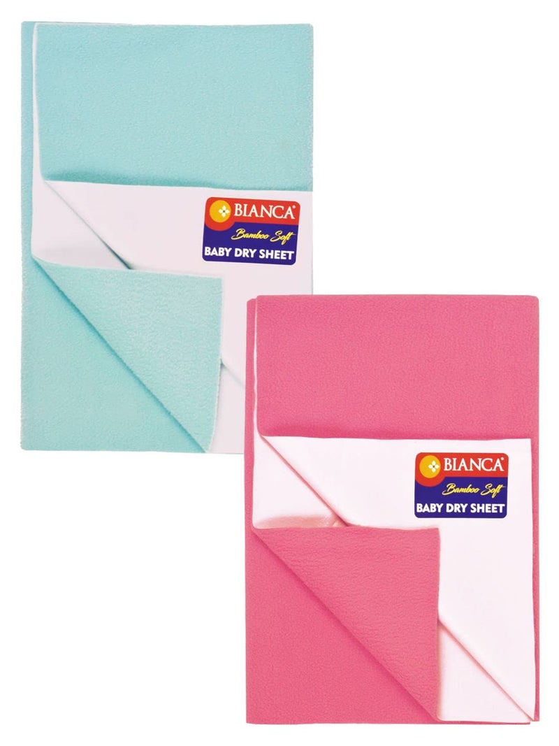 BIANCA Soft Bamboo Baby Dry Sheet, Mattress Protector -2pc Small (smartdry) | Waterproof & Breathable Anti Bacterial | Baby Dry Sheet & Mattress Protector. Smart Dry-dk.Pink/sea Green - Image 1