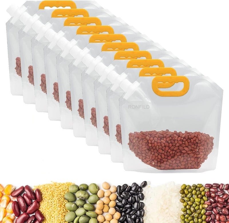 RONFILD 15L Grain MoistureProof Sealed Bag 8 pcs Stand Up Food Storage Pouches Reusable Grain Storage Bags with Portable Handle for Beans Grains Rice Coffee Sugaretc PACK OF 8 - Image 1