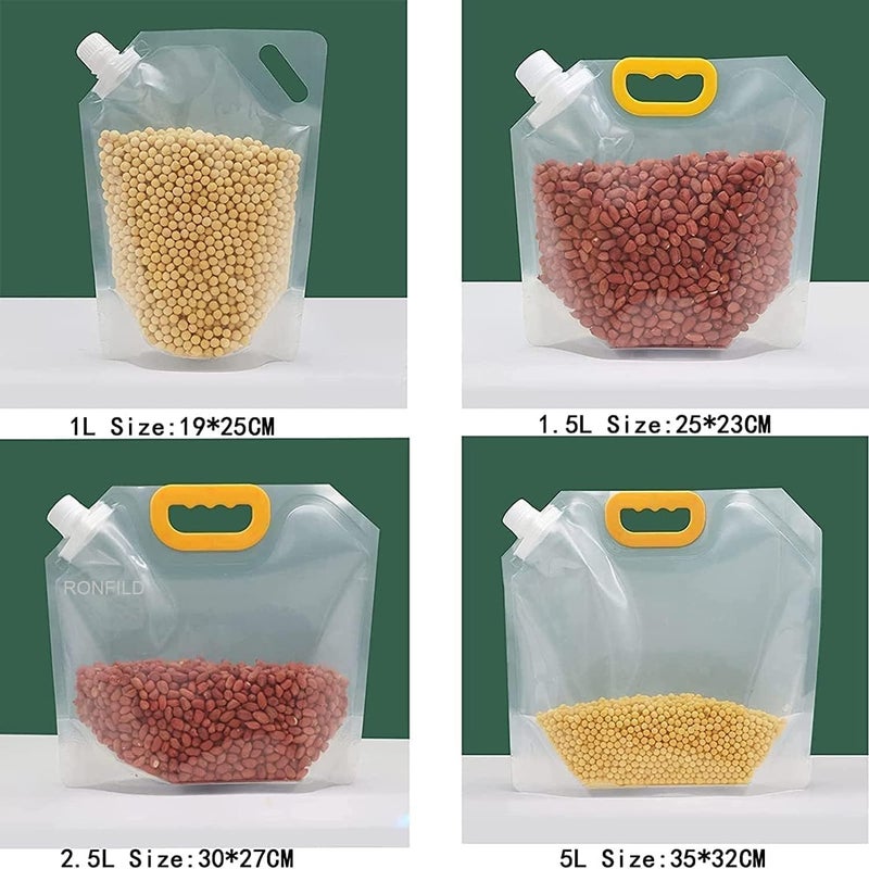 RONFILD 15L Grain MoistureProof Sealed Bag 8 pcs Stand Up Food Storage Pouches Reusable Grain Storage Bags with Portable Handle for Beans Grains Rice Coffee Sugaretc PACK OF 8 - Image 3