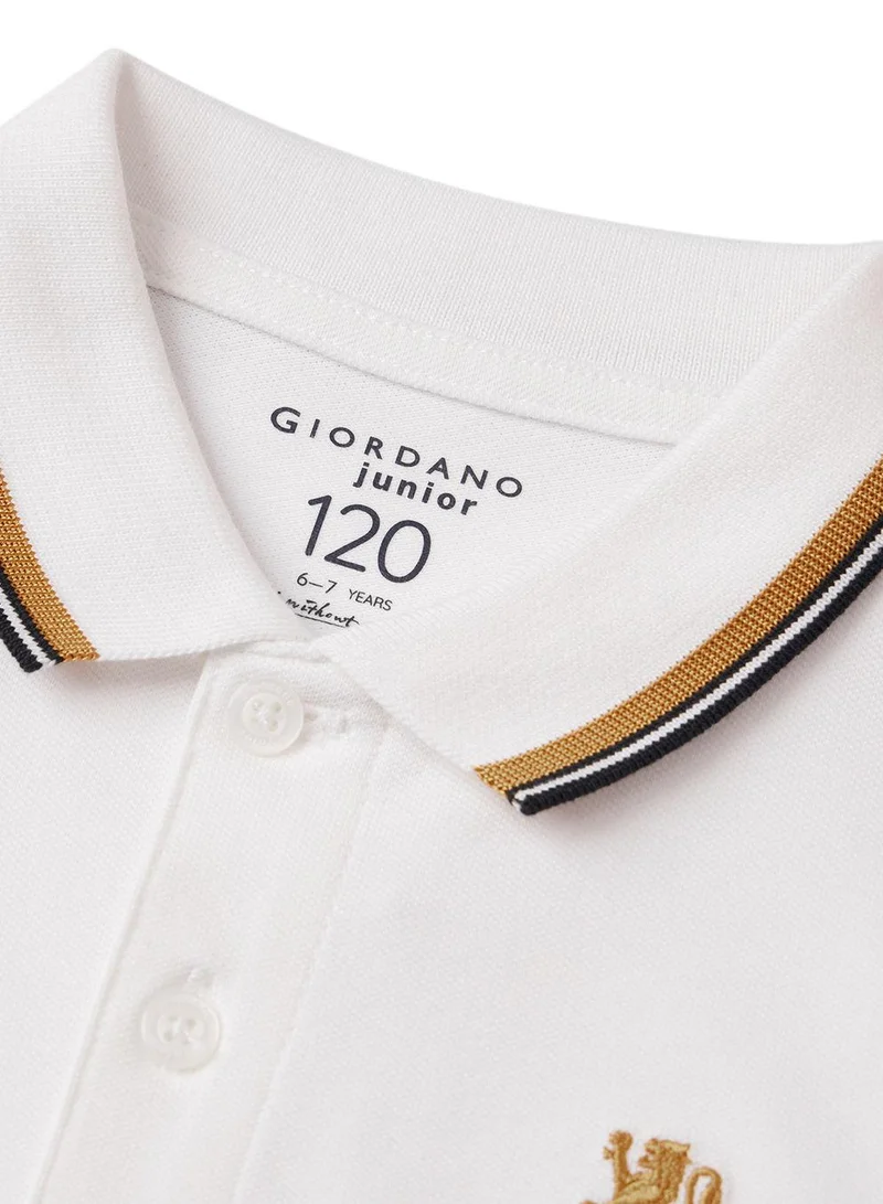GIORDANO Junior's Slim Fit Cotton Pique Signature Embroidery Polo