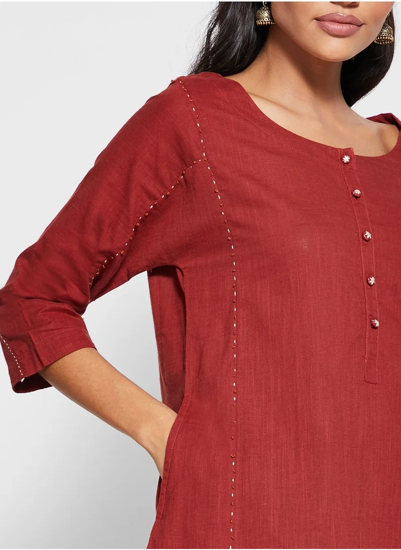 Fabindia Cotton Round Neck Kurta with Pants