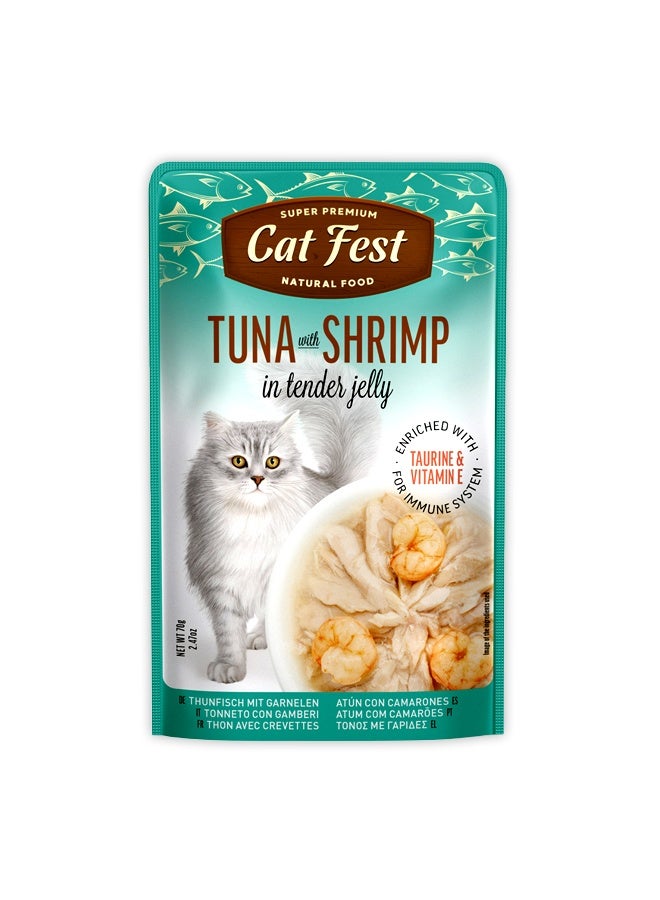 Cat Fest تونة مع روبيان في جيلي طري للقطط - 70 جرام - Image 1