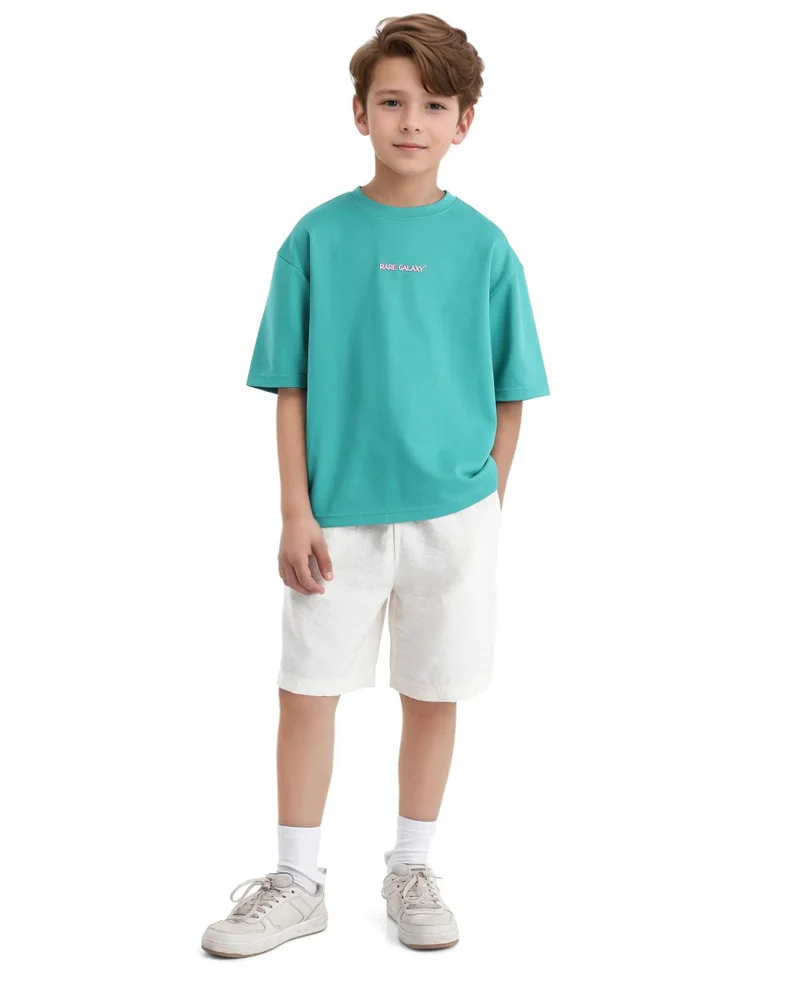 Rare Ones Rare Ones Kids Ryan Flouroscent Green Cotton Poly Short Sleeve Crew Neck Discharge With Hd Print Boxy T-Shirt