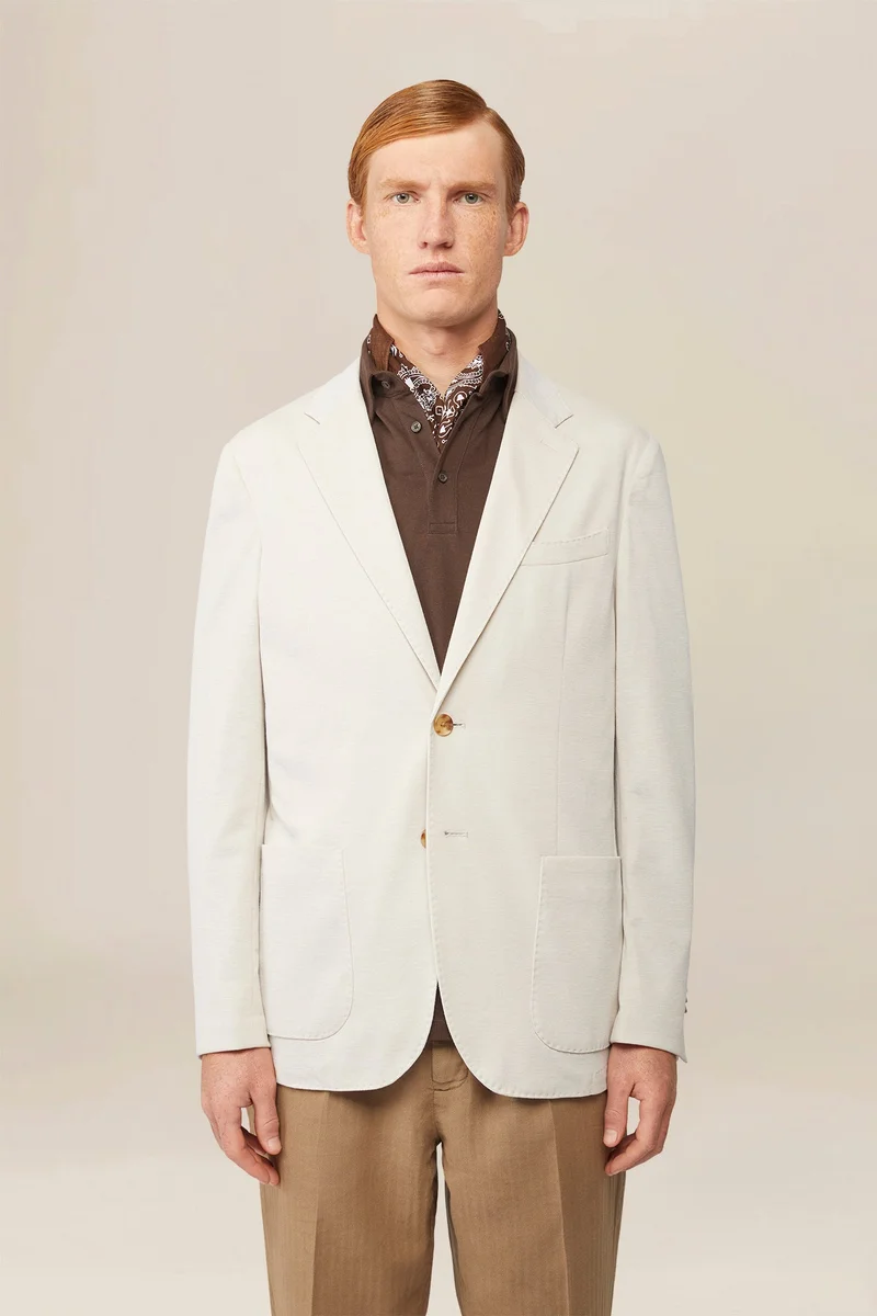 دوبل غانغر Men's single-breasted, unlined, regular fit jacket - Sand