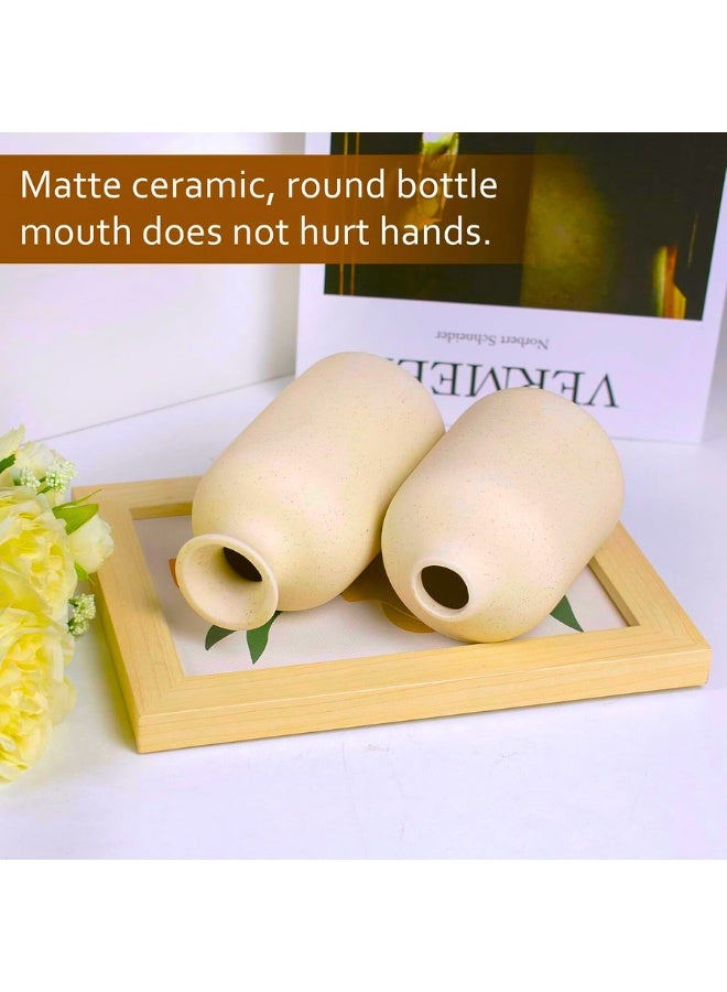 تشيس اب مجموعة مزهريات سيراميك بيج - 3 مزهريات زهور صغيرة للديكور، ديكور منزلي عصري، مزهريات للديكور، مزهرية عشب البامباس، مزهريات زهور مجففة، غرفة المعيشة، رف طاولة، قطع مركزية للديكور - Image 4