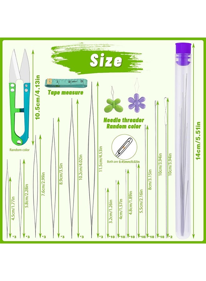 86 Pcs Beading Needle Set, 6 Sizes Big Eye Beading Needles for Seed Beads, Long Straight Bead Needles, Twist Beading Needles, Flexible Needle for Jewelry Making - Image 2
