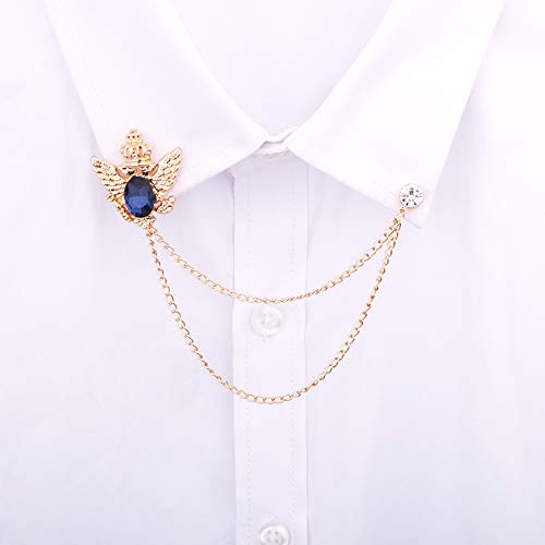 Huture Men's Brooch Suit Pin Badge with Chains and Buckle Chain Collar Lapel Pin for Men and Women Suit Tuxedo Tie Hat Scarf - Image 5