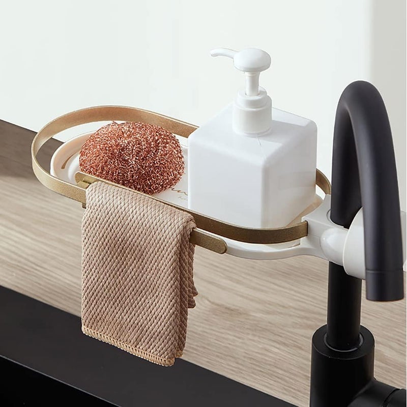 Snivy Snivy Kitchen Faucet Sponge Holder - Handy Punch-Free Kitchen Bathroom Sink Caddy Organizer for Sponge Shampoo Soap Shelf Holder, Simple Install Faucet Storage Caddy Save Space Rack - 1 Pc  - Image 1