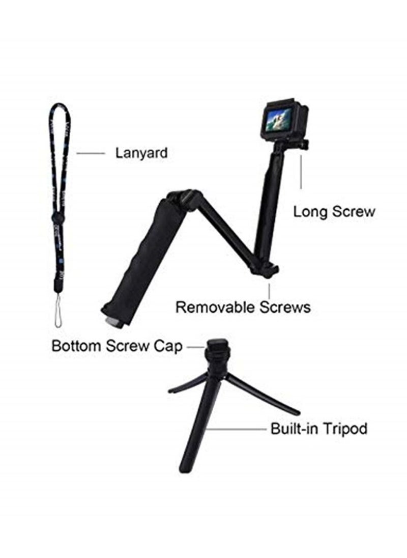 PULUZ 3 Way Multipurpose Grip Foldable Floating Lightweight Selfie Stick Extension Monopod with Tripod for GoPro HERO5  - Image 4