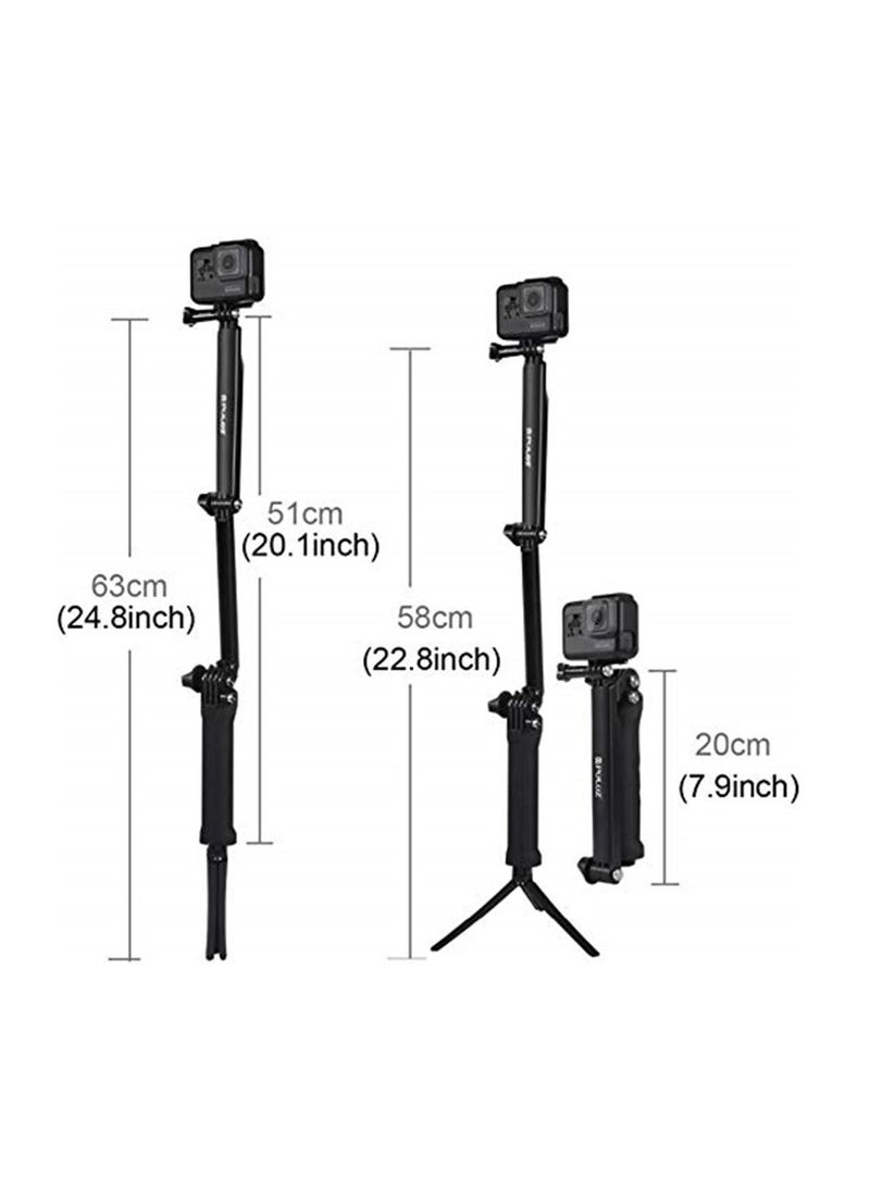 3 Way Multipurpose Grip Foldable Floating Lightweight Selfie Stick Extension Monopod with Tripod for GoPro HERO5