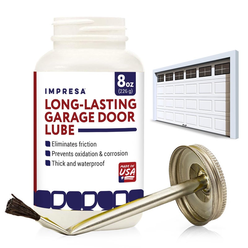 IMPRESA [8oz. Jar] Dielectric Garage Door Lubricant w/Built-in Applicator Brush - Weatherproof Silicone Grease Garage Door Lube - Made in USA - Image 1