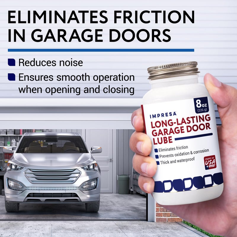 IMPRESA [8oz. Jar] Dielectric Garage Door Lubricant w/Built-in Applicator Brush - Weatherproof Silicone Grease Garage Door Lube - Made in USA - Image 2