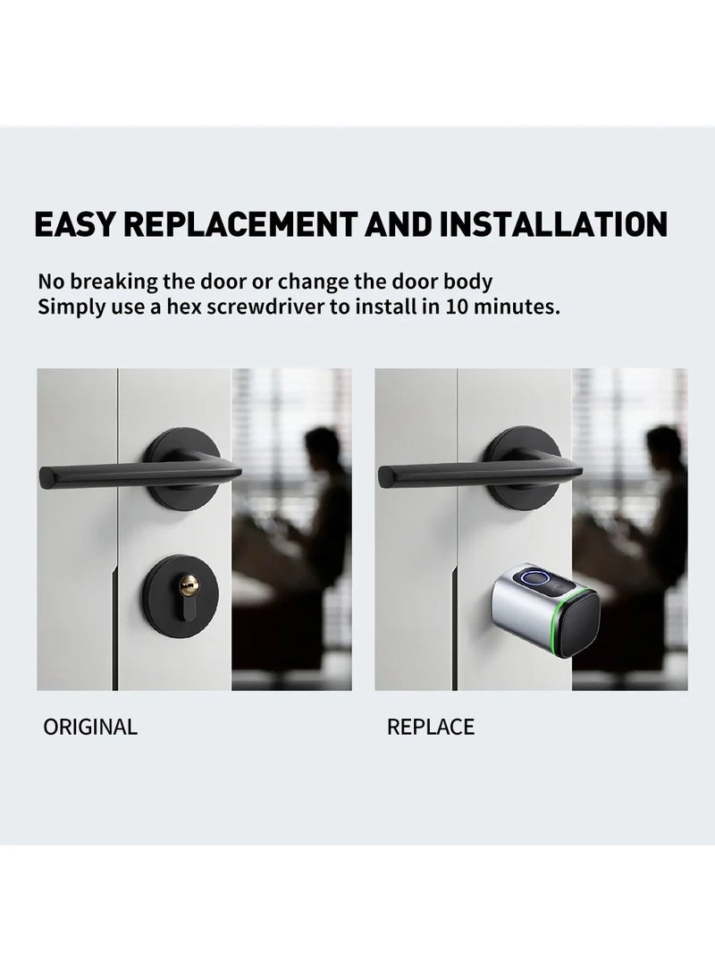 S1 Tuya BLE Smart Electronic Door Lock with DIY Cylinder Core Fingerprint APP Keys IC Card Unlock for Home Hotel (White) - Image 4