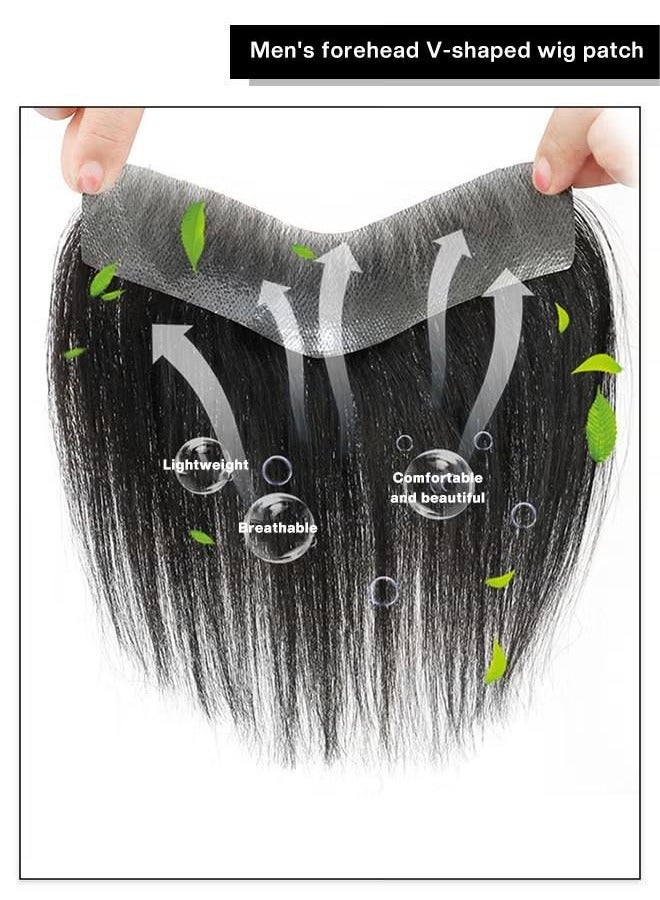 أوشن شعر الرجال الشاعر، شعر جبين بشري حقيقي 100 ٪ استبدال شعر الرجال، على شكل V طاهر شعر أمامي ناعم رقيق القاعدة شعر طبيعي (2.5 × 16 سم، أسود) - Image 3