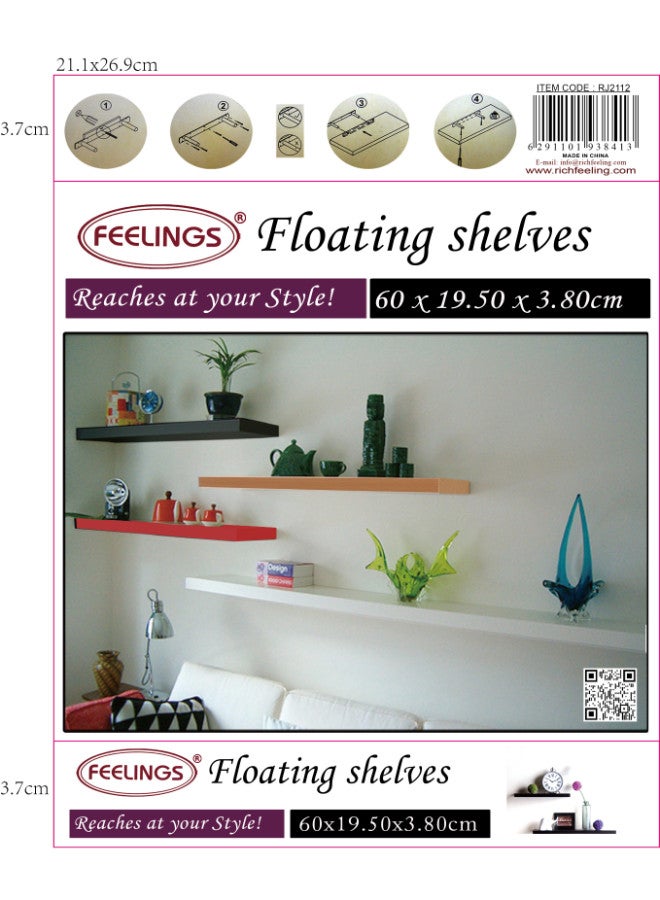 Feelings Feelings Wall Floating Shelves | Wall Mounted Shelf |Trophy Stand Shelf | For Bedroom, Living Room, Bathroom, Home Room Decor - 60X19 CM(Beige)  - Image 4
