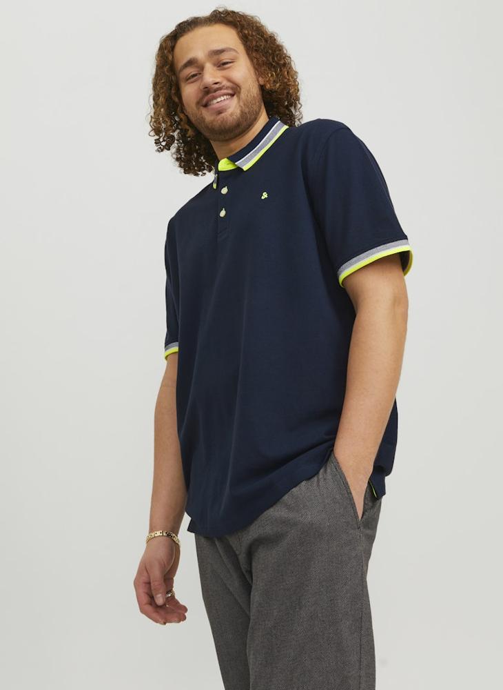 JACK & JONES Plus Size Logo Print Polo Shirt - Image 1
