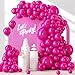 Awenztech 120pcs Hot Pink Balloon Arch Kit 18 12 10 5 inch Hot Pink Latex Balloons Different Sizes Balloon Garland for Engagement Bridal Bachelorette Tropical Birthday Party Decorations - Image 3