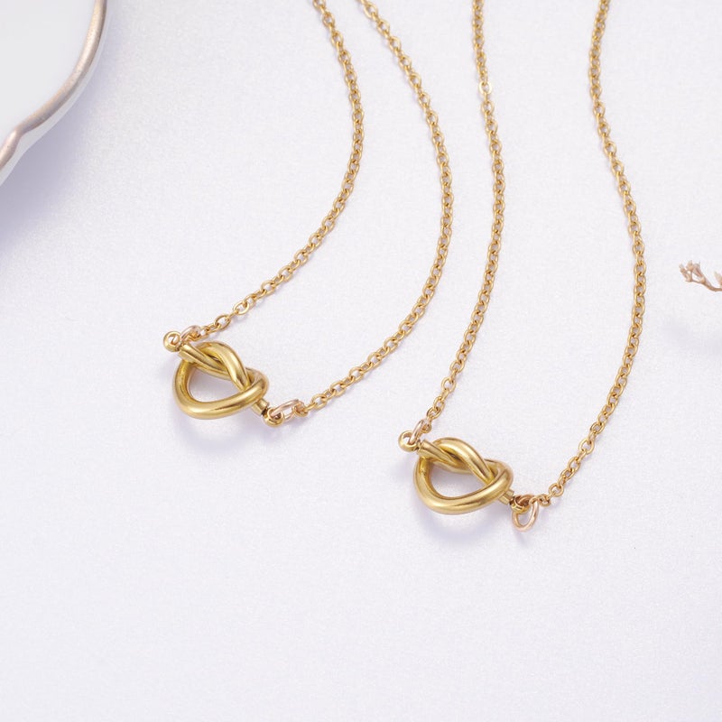 Ralukiia BFF Love Knot Infinity Matching Friendship Necklace for 2 Best Friends Long Distance Birthday Christmas Bridesmaid Jewelry Gifts for Women Sisters Bestie, Gold - Image 2