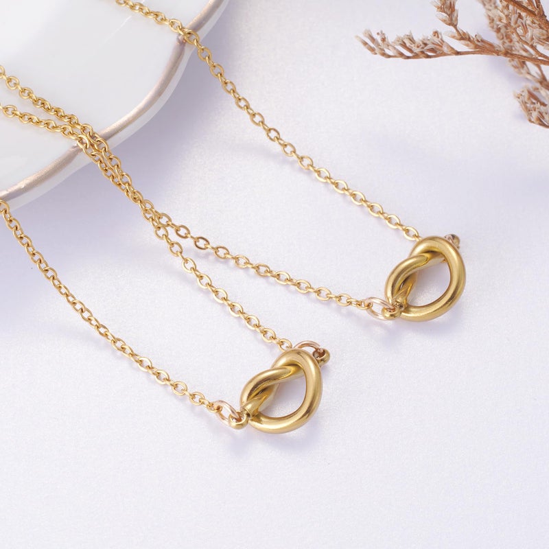 Ralukiia BFF Love Knot Infinity Matching Friendship Necklace for 2 Best Friends Long Distance Birthday Christmas Bridesmaid Jewelry Gifts for Women Sisters Bestie, Gold - Image 5