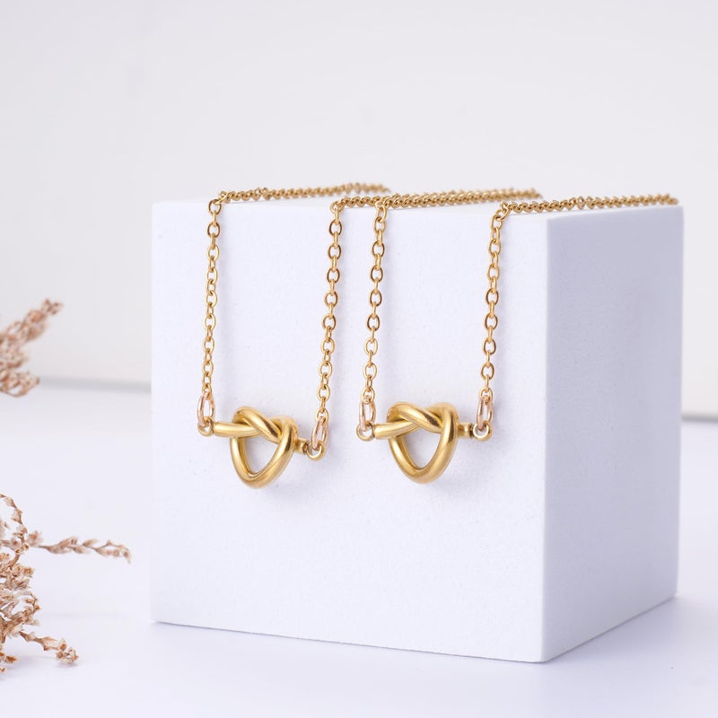Ralukiia BFF Love Knot Infinity Matching Friendship Necklace for 2 Best Friends Long Distance Birthday Christmas Bridesmaid Jewelry Gifts for Women Sisters Bestie, Gold - Image 4
