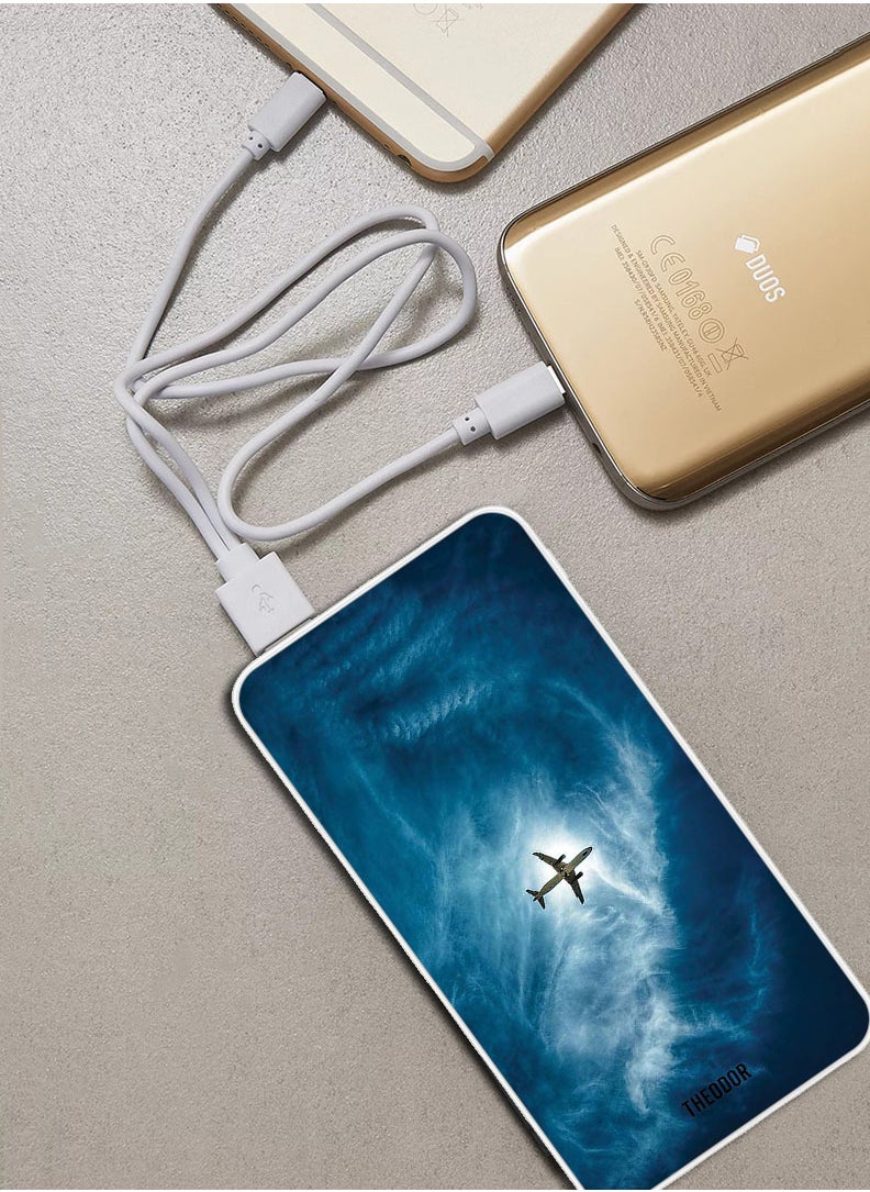 Theodor - 10,000 mAh Super Fast Charging Ultra Compact Power Bank with Quick Charge & Power Delivery, Portable Charger For iPhone and Android Plane In The Sky - Image 1
