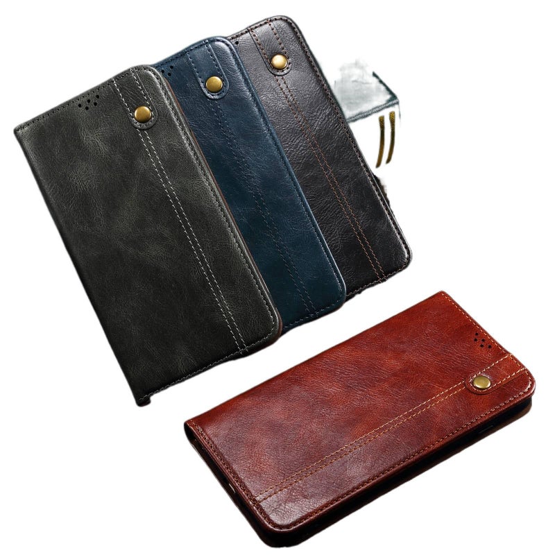 Drop Protection Leather Texture for Samsung Galaxy A34 with Oil Wax Texture and Full Coverage in Brown for Daily Carry - Image 3