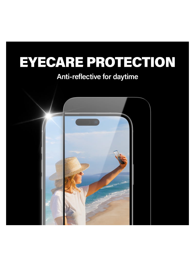 PanzerGlass™ واقي شاشة متطور مضاد للانعكاس ومضاد للضوء الأزرق لهاتف Apple iPhone 15 Plus، يحمي عينيك، ويحمي هاتفك - واقي شاشة كامل صديق للشاشة مع مساعدة التركيب - Image 4
