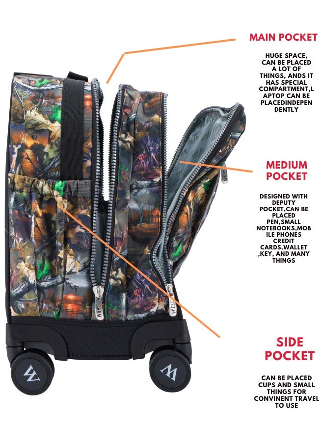 Wires - 3 Piece Kids School Trolley Bag laptop compartment 8 Wheels With Lunch bag & Pencil Case - Image 1