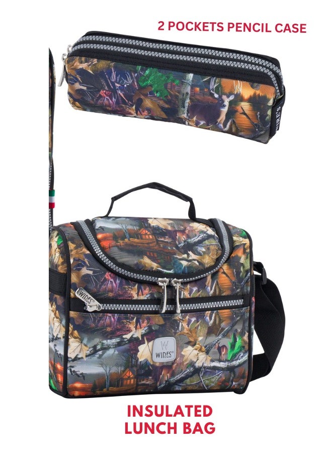 Wires - 3 Piece Kids School Trolley Bag laptop compartment 8 Wheels With Lunch bag & Pencil Case - Image 1