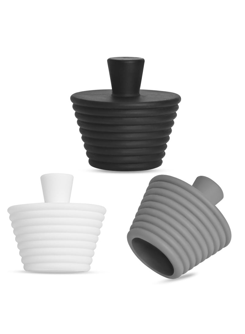Oasisgalore 3 Pack Universal Sink Drain Plugs for Bathtubs, Baths, Drains, Kitchen(Black/Grey/White)  - Image 1