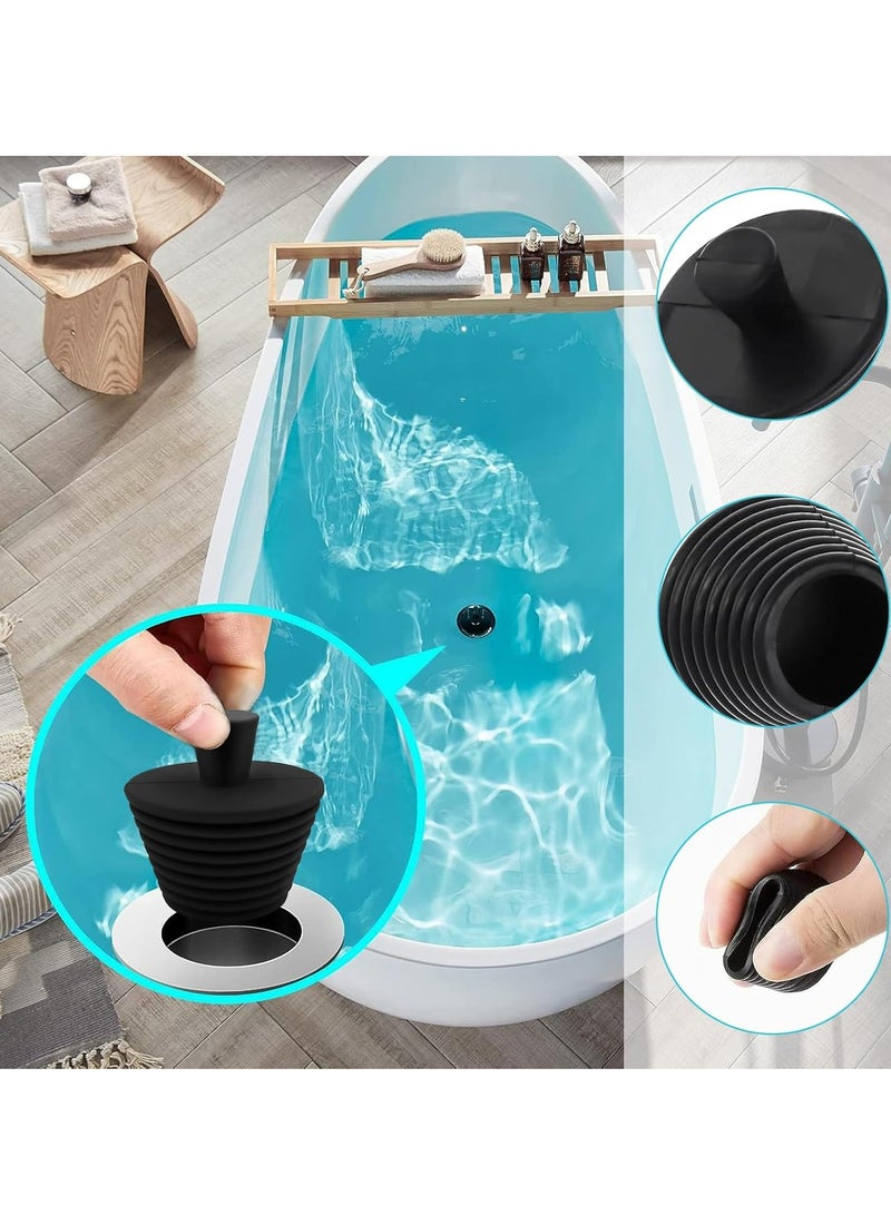 Oasisgalore 3 Pack Universal Sink Drain Plugs for Bathtubs, Baths, Drains, Kitchen(Black/Grey/White)  - Image 4
